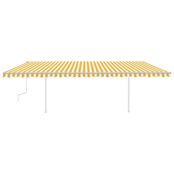 vidaXL Toldo retr&aacute;til manual com LED 6x3,5 m amarelo e branco