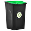vidaXL Caixote do lixo com tampa articulada 50 L preto e verde