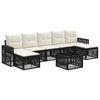 vidaXL Conjunto de Sof&aacute; de Jardim 8 pcs Preto e Branco Creme vime PE