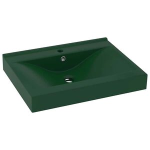 vidaXL Lavat&oacute;rio orif&iacute;cio torneira 60x46 cm cer&acirc;mica verde-escuro mate