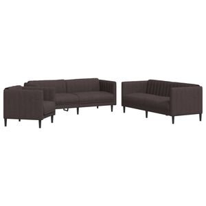 vidaXL 3 pcs conjunto de sof&aacute;s tecido castanho-escuro