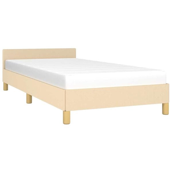 vidaXL Estrutura de cama sem colch&atilde;o 100x200 cm tecido cor creme