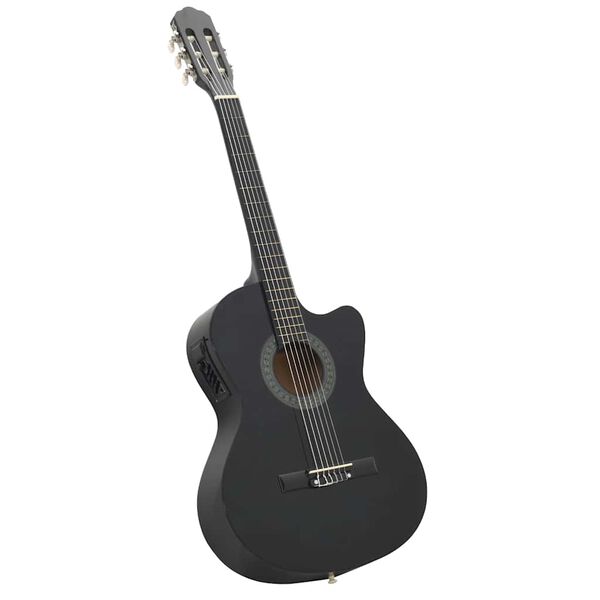 vidaXL 12 pcs conjunto de guitarra com equalizador e 6 cordas preto