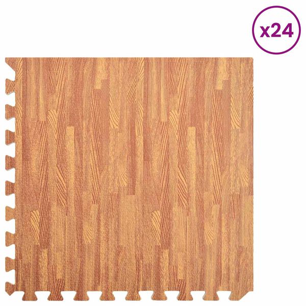 vidaXL Tapetes de Exerc&iacute;cio em Puzzle 24 pcs Castanho 8,64 ㎡
