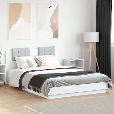 vidaXL Estrutura cama c/ cabeceira 140x200 cm derivados madeira branco