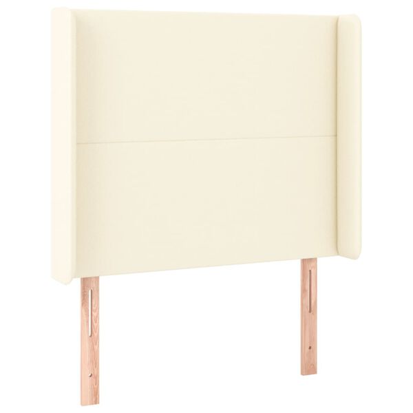 vidaXL Cabeceira cama c/ abas couro artificial 103x16x118/128 cm creme