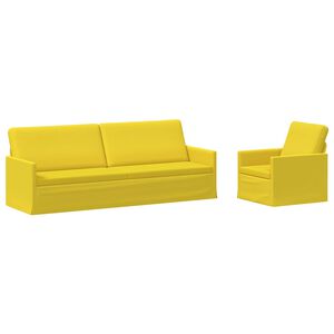 vidaXL Conjunto de Sof&aacute;s 2 pcs Amarelo Claro Tecido