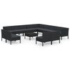 vidaXL 14 pcs conjunto lounge de jardim c/ almofad&otilde;es vime PE preto