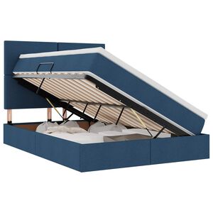 vidaXL Cama com arruma&ccedil;&atilde;o e LED com led Azul 140 x 190 cm Poli&eacute;ster