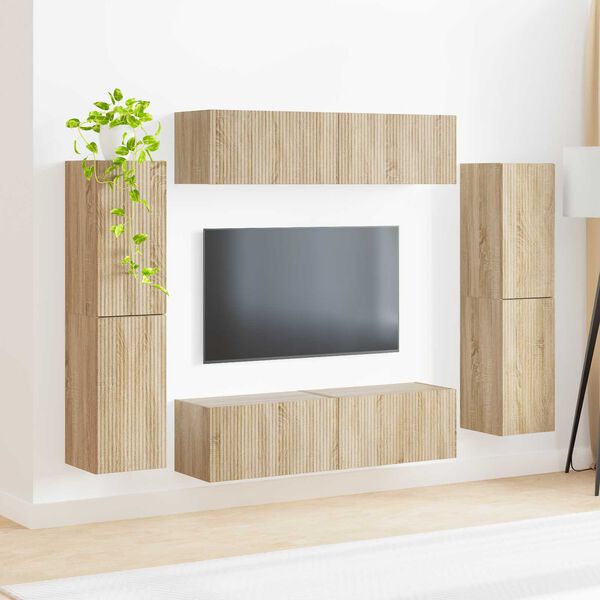 vidaXL Conjunto de m&oacute;vel de TV 8 pcs Carvalho Sonoma