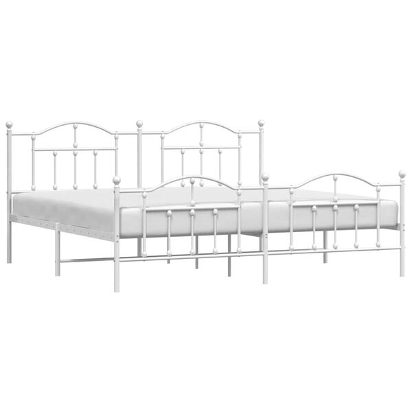 vidaXL Estrutura de cama com cabeceira e p&eacute;s 200x200 cm metal branco