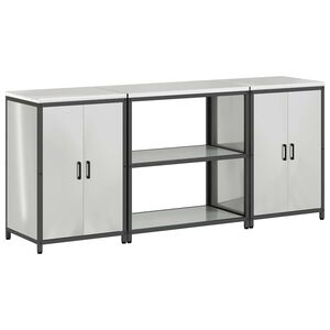 vidaXL Conjunto de Armazenamento de Cozinha com porta 3 pcs Prateado