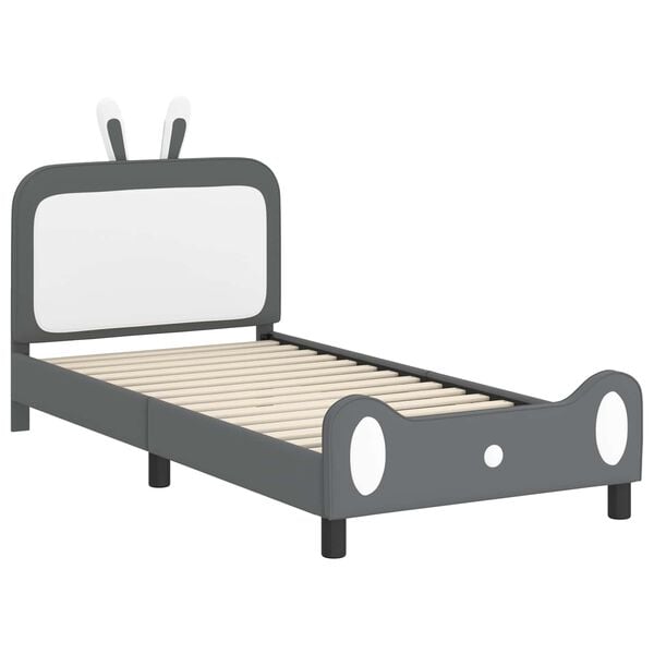 vidaXL Estrutura de Cama Infantil com Cabeceira Cinzento-claro PU
