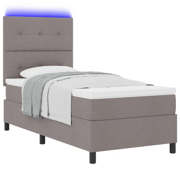 vidaXL Cama Box com colch&atilde;o Cinzento-acastanhado 90 x 190 cm tecido