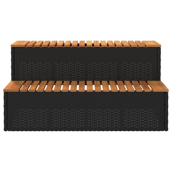 vidaXL Degrau p/ hidromassagem 100x50x50,5 cm PE e ac&aacute;cia maci&ccedil;a preto