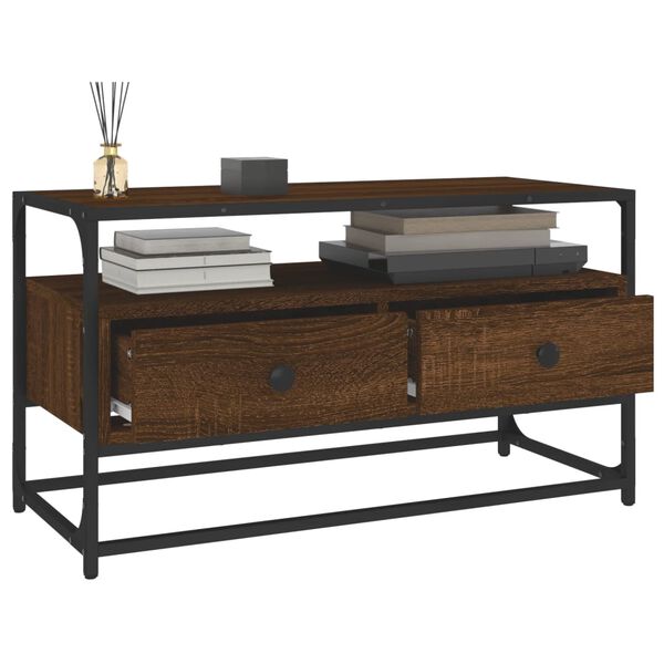 vidaXL M&oacute;vel de TV 80x35x45 cm derivados de madeira carvalho castanho