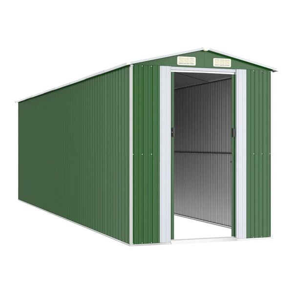 vidaXL Abrigo de jardim 192x689x223 cm a&ccedil;o galvanizado verde