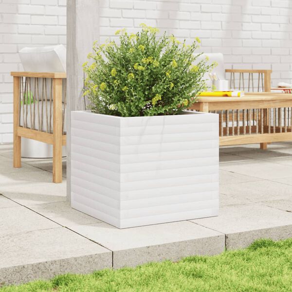 vidaXL Vaso/floreira de jardim 50x50x46 cm pinho maci&ccedil;o branco