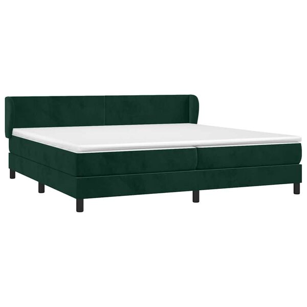 vidaXL Cama com molas/colch&atilde;o 200x200 cm veludo verde-escuro