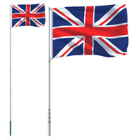 vidaXL Bandeira do Reino Unido e mastro 5,55 m alumínio