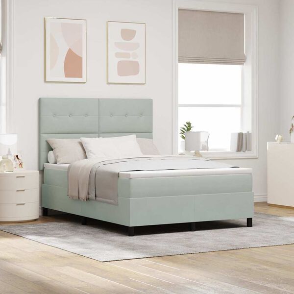 vidaXL Cama Box com colch&atilde;o Cinzento-claro 160 x 200 cm tecido