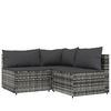 vidaXL 4 pcs conjunto lounge de jardim c/ almofadões vime PE cinzento