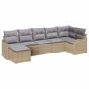 vidaXL Conjunto de Sof&aacute; de Jardim 7 unid. Bege e Cinza Claro vime PE