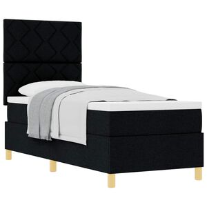 vidaXL Cama Box com colch&atilde;o com cabeceira Preto 80 x 200 cm tecido