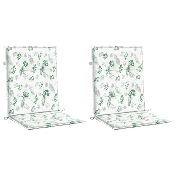 vidaXL Almofad&otilde;es cadeira de encosto baixo 2 pcs tecido padr&atilde;o folhas