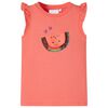 vidaXL T-shirt para crian&ccedil;a manga com folhos cor coral 116