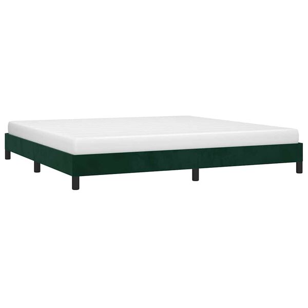 vidaXL Estrutura de cama sem colch&atilde;o 200x200 cm veludo verde-escuro