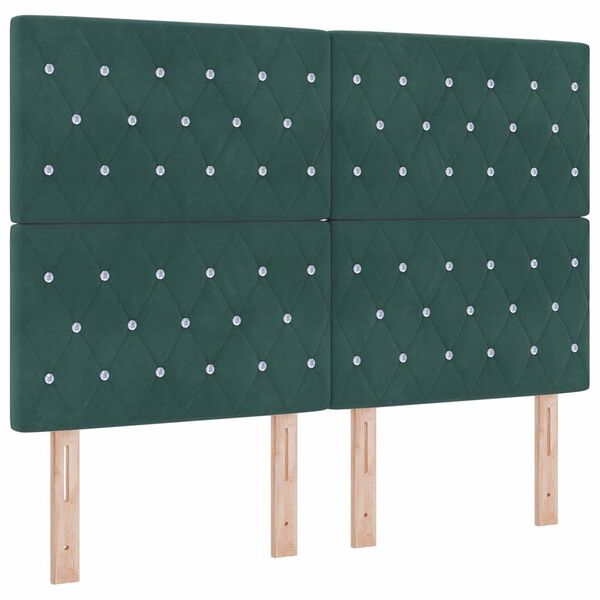 vidaXL Cama Box com colch&atilde;o Verde Escuro 140 x 200 cm Veludo