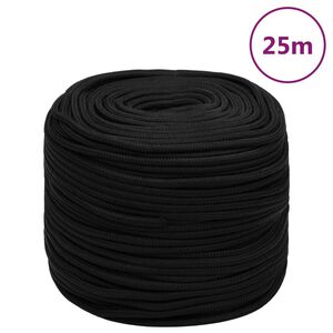 vidaXL Corda de trabalho 10 mm 25 m poli&eacute;ster preto