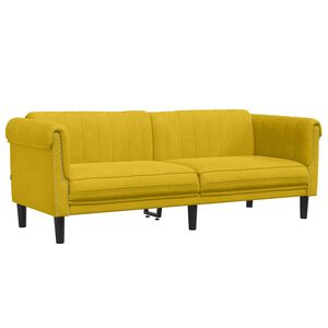 vidaXL Sof&aacute; de 3 lugares veludo amarelo
