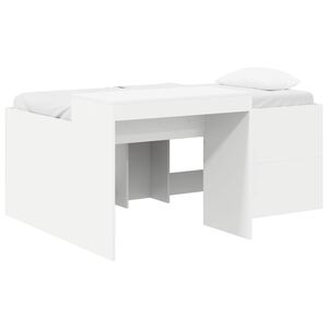 vidaXL Cama Alta para Crian&ccedil;as com Mesa Branco Derivados de Madeira