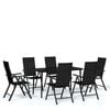 vidaXL 7 pcs conjunto de jantar para jardim preto