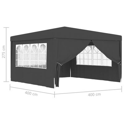 vidaXL Tenda festas com paredes laterais 4x4m 90g/m² antracite