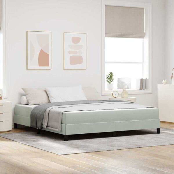 vidaXL Cama Box com colch&atilde;o Cinzento-claro 180 x 210 cm tecido