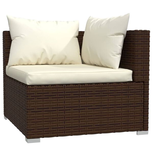 vidaXL 6 pcs conjunto lounge jardim c/ almofad&otilde;es vime PE castanho