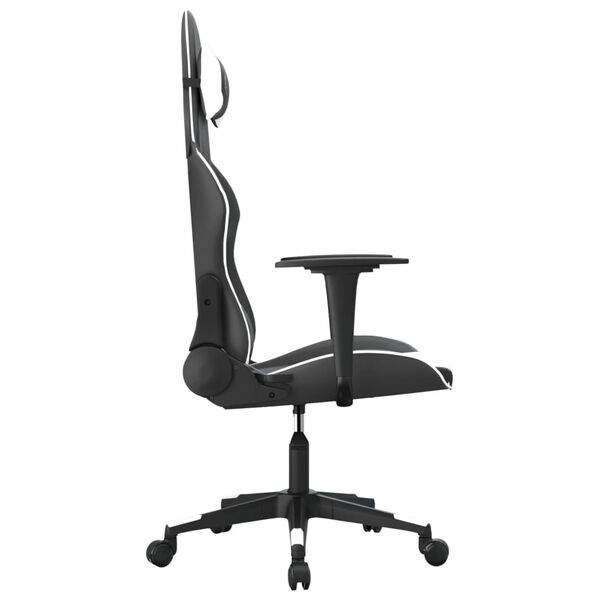 vidaXL Cadeira gaming couro artificial preto e branco
