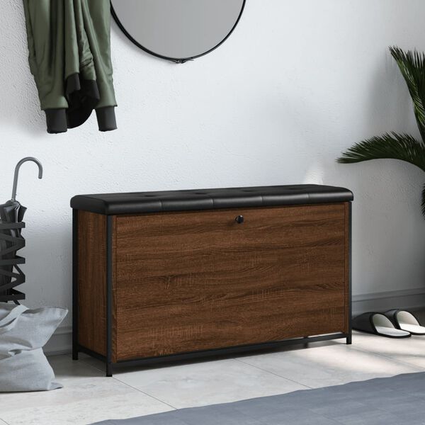 vidaXL Banco sapateira gaveta articulada 102x32x56cm carvalho castanho