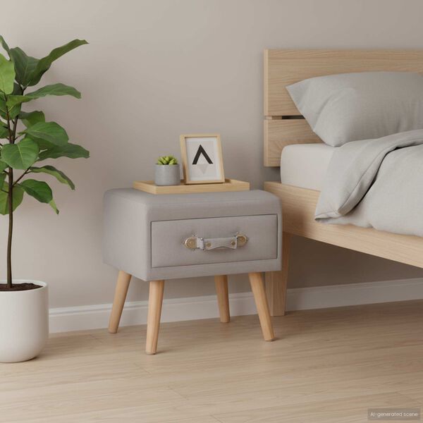 vidaXL Mesa-de-cabeceira 40x35x40 cm tecido cinzento