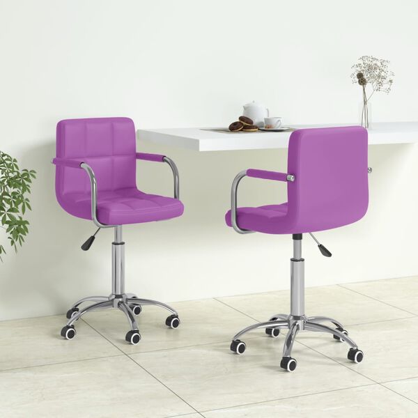 vidaXL Cadeiras de jantar girat&oacute;rias 2 pcs couro artificial roxo