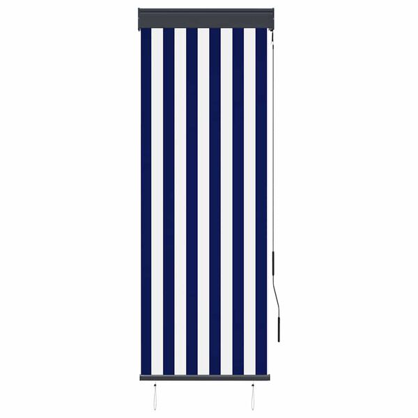 vidaXL Estore de rolo para exterior 60x250 cm azul e branco