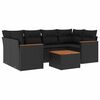 vidaXL 7 pcs conjunto de sof&aacute;s p/ jardim c/ almofad&otilde;es vime PE preto