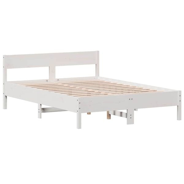 vidaXL Cama sem colch&atilde;o 150x200 cm madeira de pinho maci&ccedil;a branco