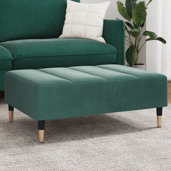 vidaXL Apoio de p&eacute;s 77x55x31 cm veludo verde-escuro