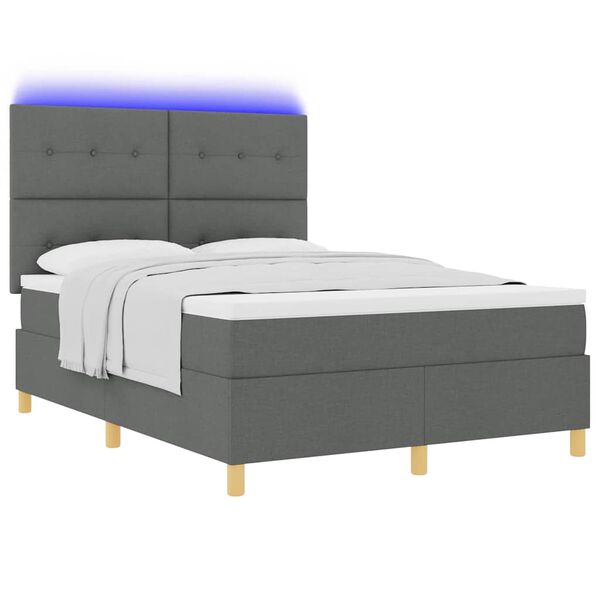 vidaXL Cama Box com colch&atilde;o Cinzento escuro 160 x 200 cm tecido