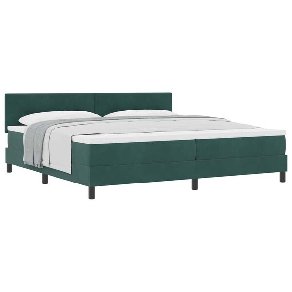 vidaXL Cama Box com colch&atilde;o Verde Escuro 200 x 200 cm Veludo