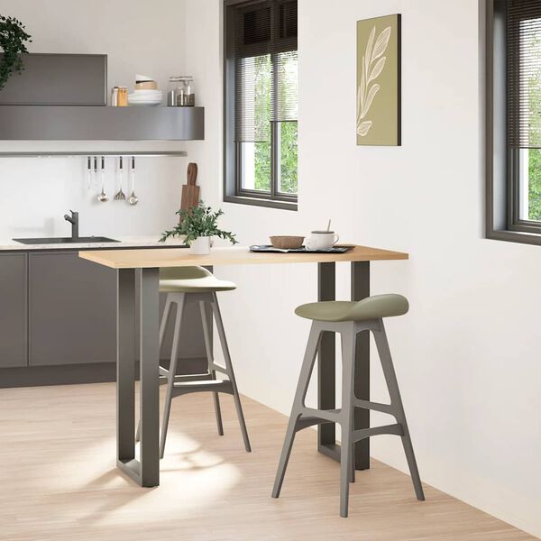 vidaXL P&eacute;s para mesa de bar em formato de U, 2 pe&ccedil;as, antracite, 50x(100-101) cm, a&ccedil;o